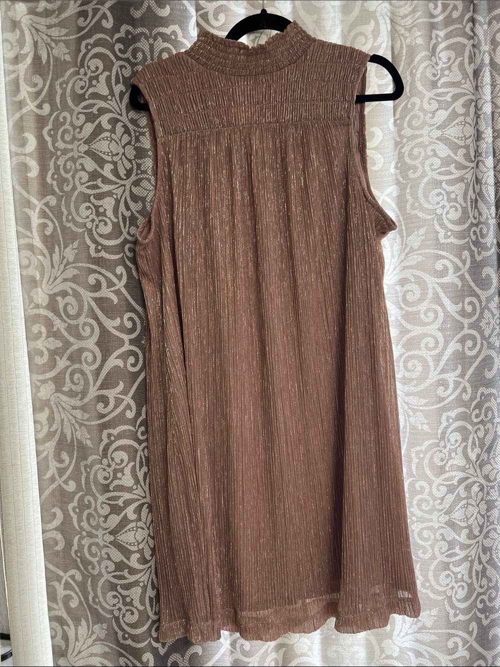 Nine West Sleeveless Metallic Brown Mock Neck Dress